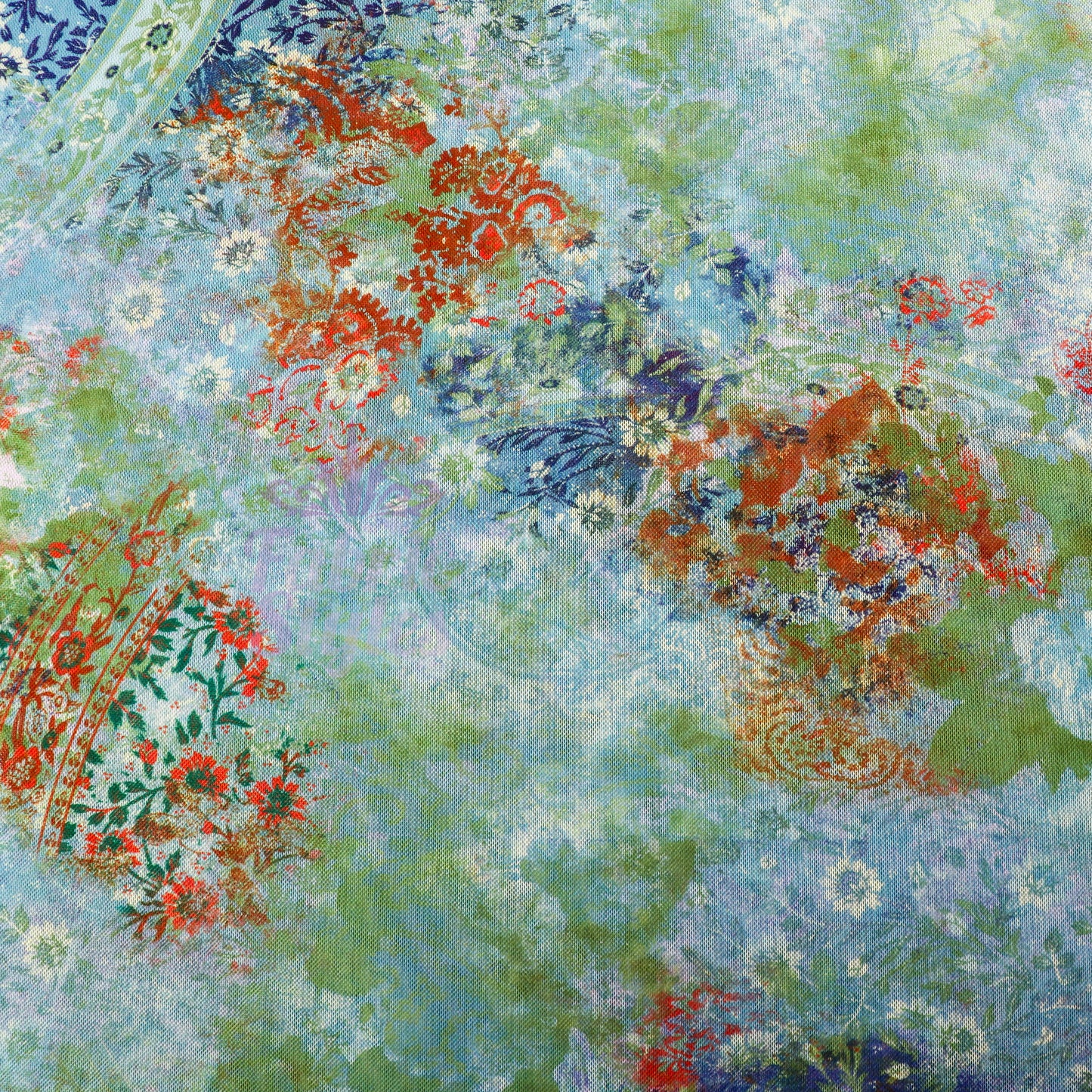 Green Floral Power Mesh Fabric