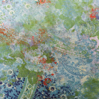 Green Floral Power Mesh Fabric