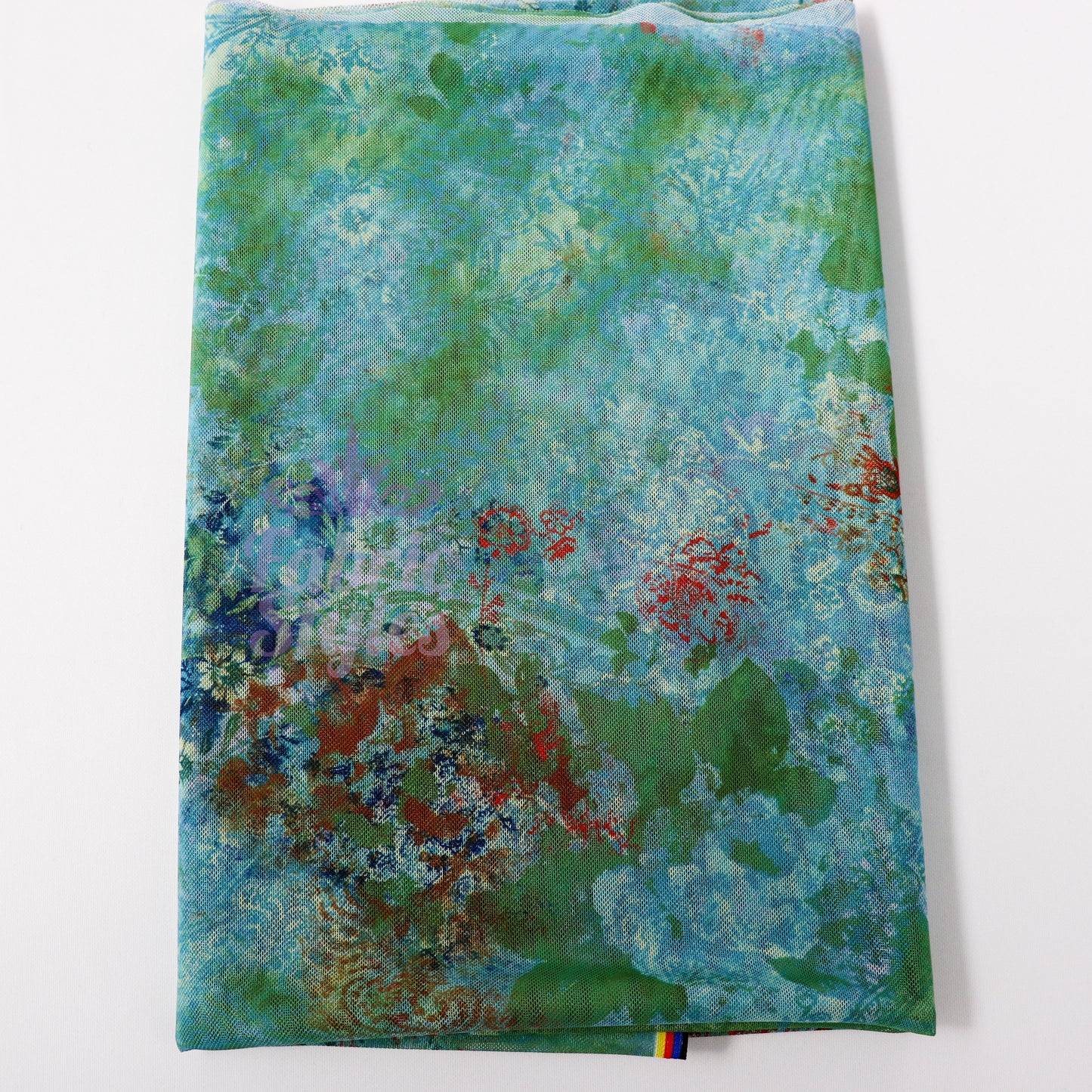 Green Floral Power Mesh Fabric