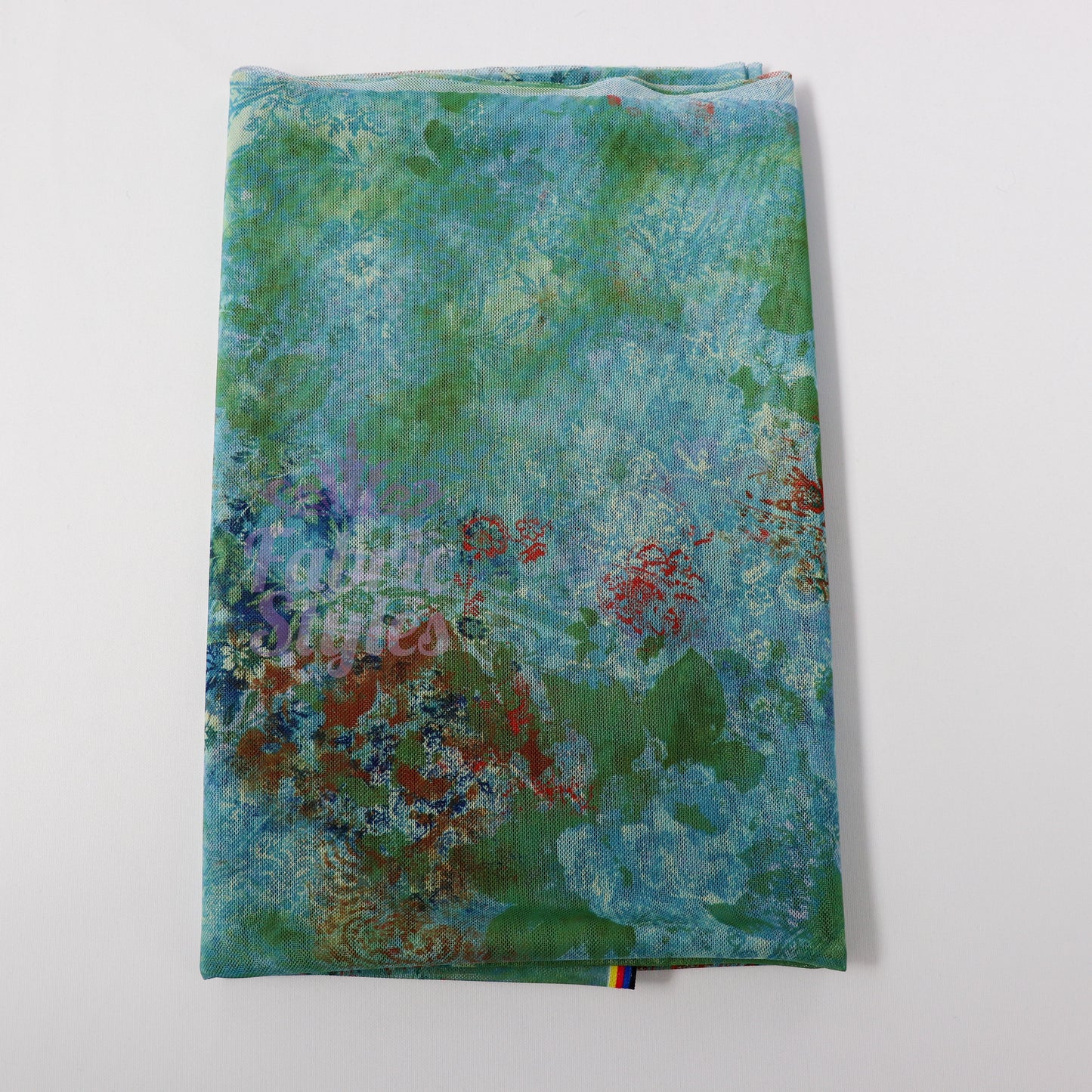 Green Floral Power Mesh Fabric