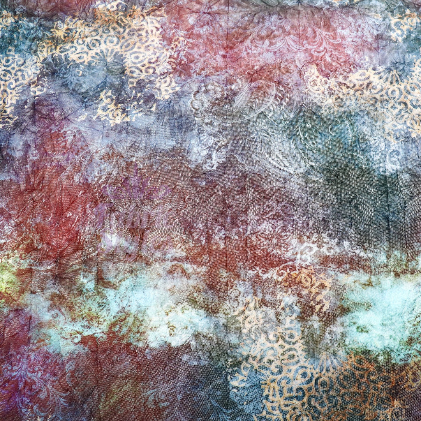 Tie Dye Paisley Power Mesh Fabric