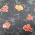 Green Tie Dye Orange Floral Power Mesh Fabric