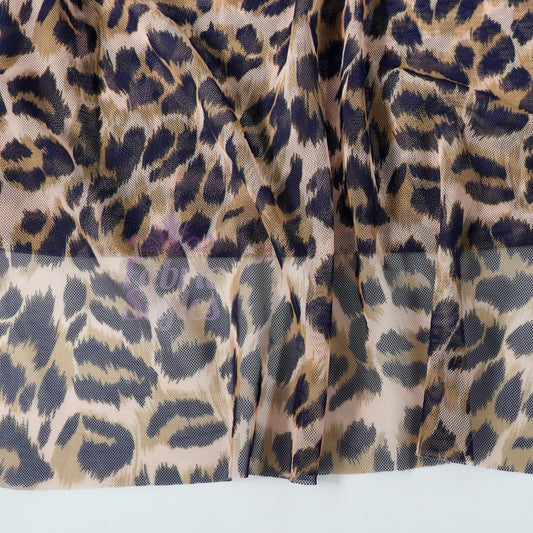 Leopard Print Power Mesh Fabric