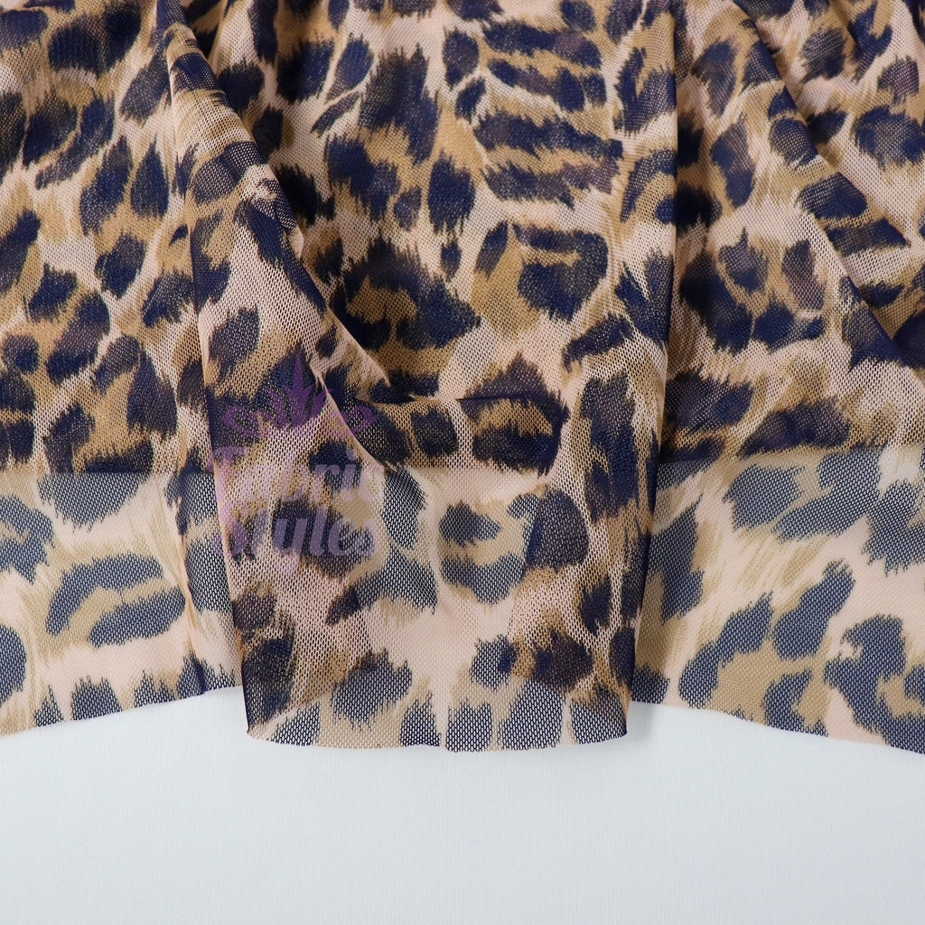 Leopard Print Power Mesh Fabric