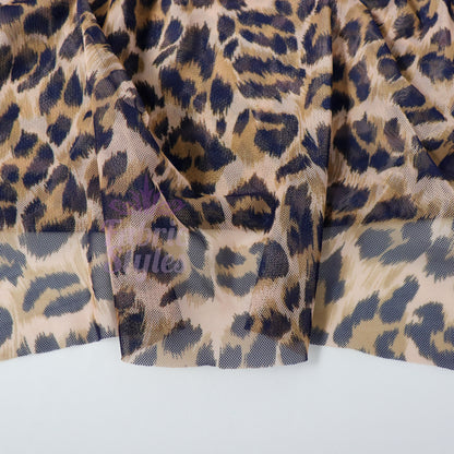 Leopard Print Power Mesh Fabric