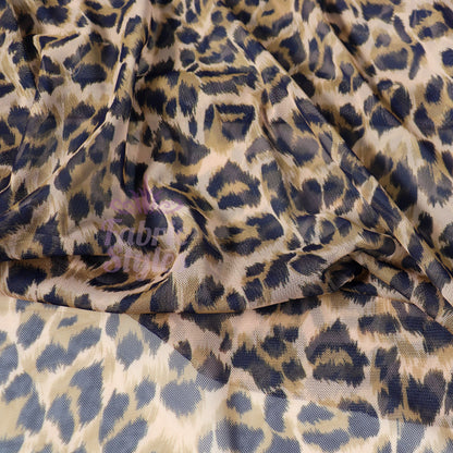 Leopard Print Power Mesh Fabric