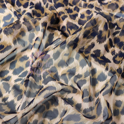 Leopard Print Power Mesh Fabric