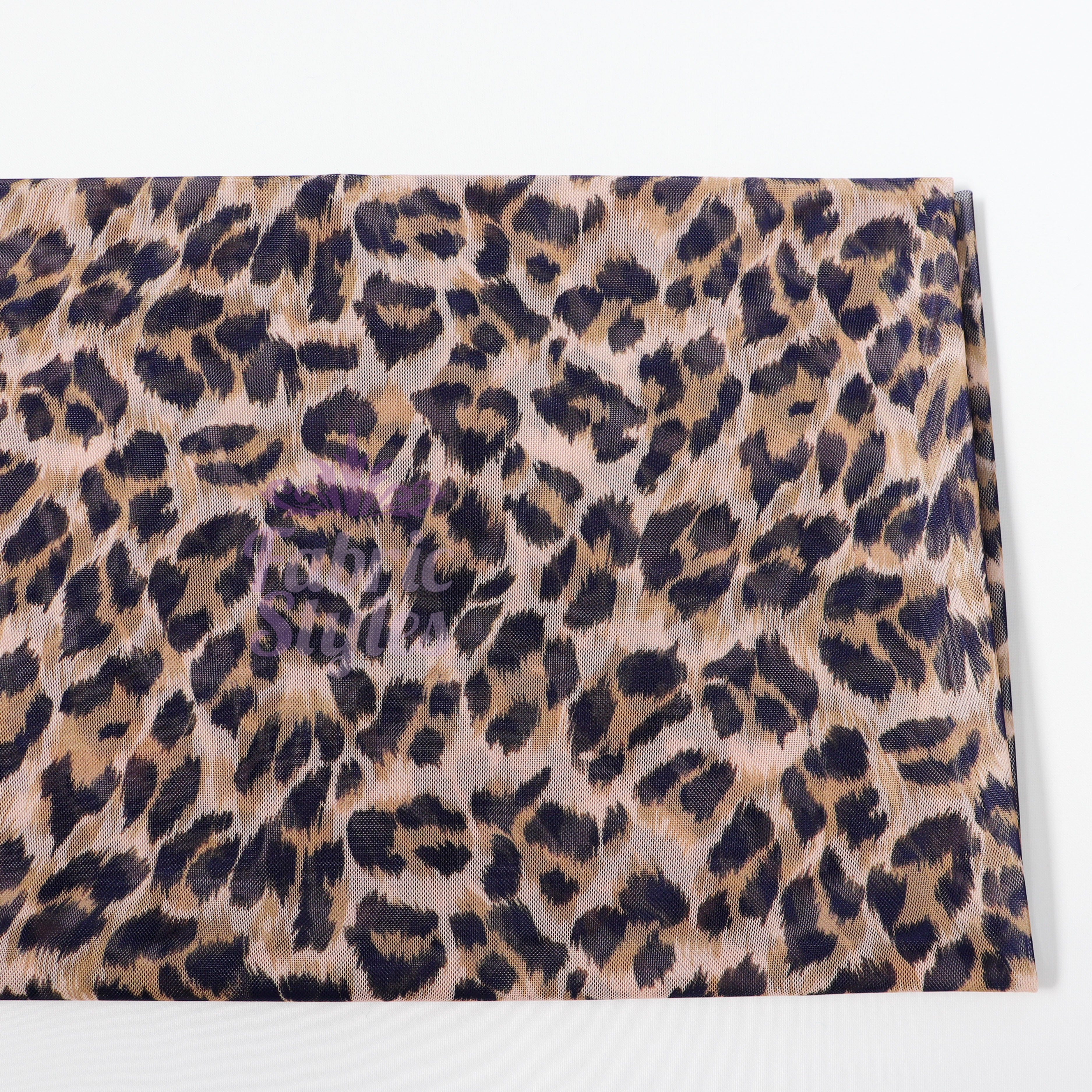 Leopard Print Power Mesh Fabric