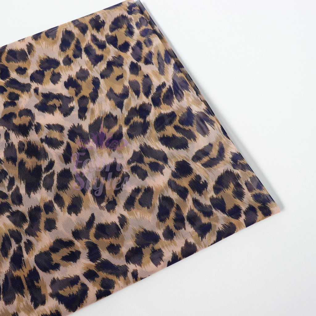 Leopard Print Power Mesh Fabric