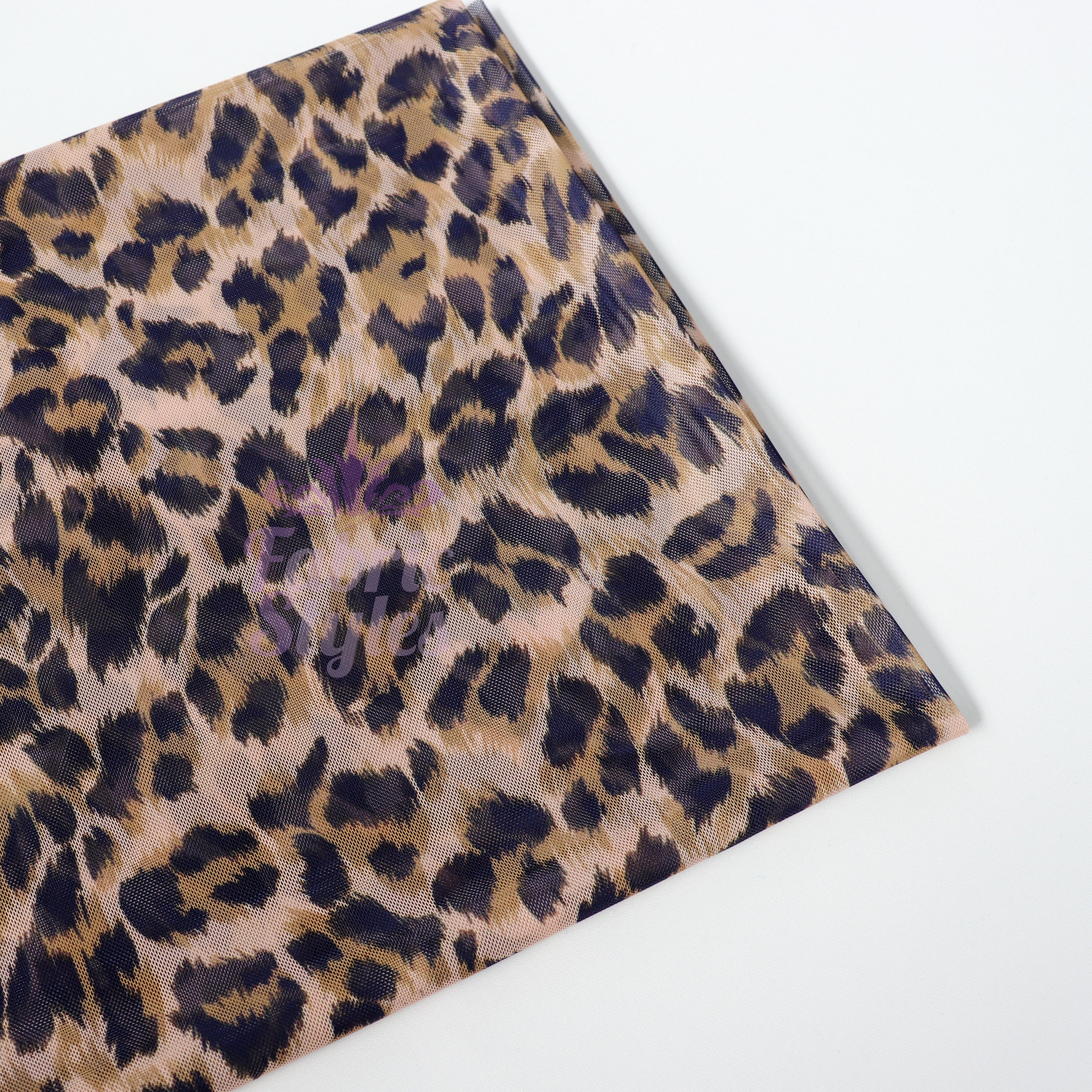 Leopard Print Power Mesh Fabric