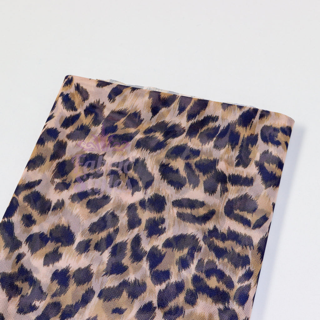 Leopard Print Power Mesh Fabric