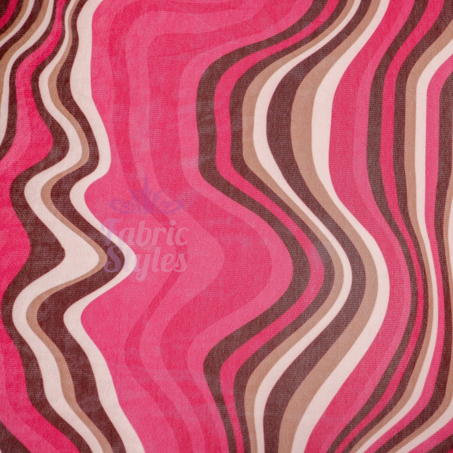 Pink Brown Swirl Power Mesh Fabric