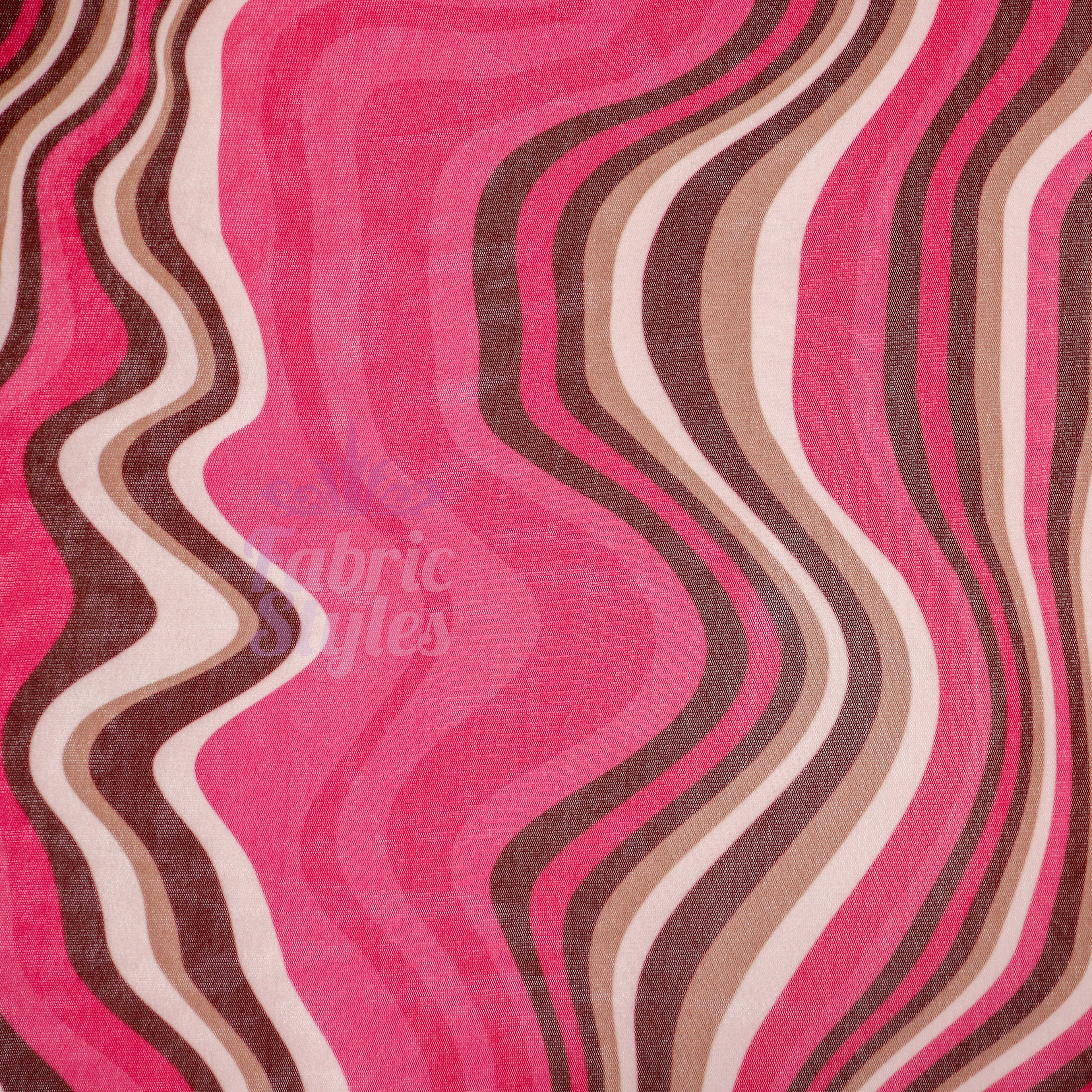 Pink Brown Swirl Power Mesh Fabric
