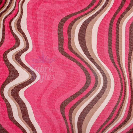 Pink Brown Swirl Power Mesh Fabric
