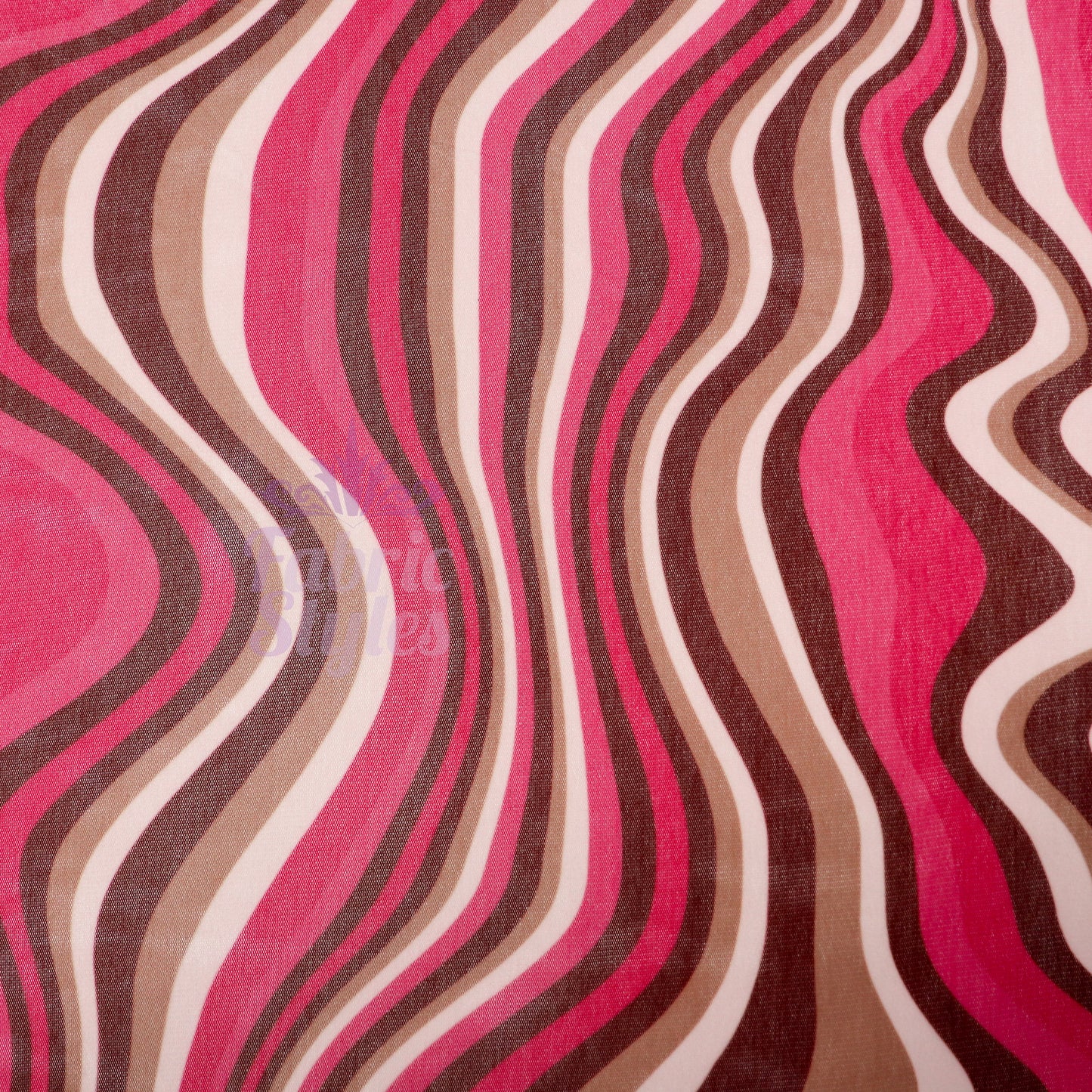 Pink Brown Swirl Power Mesh Fabric