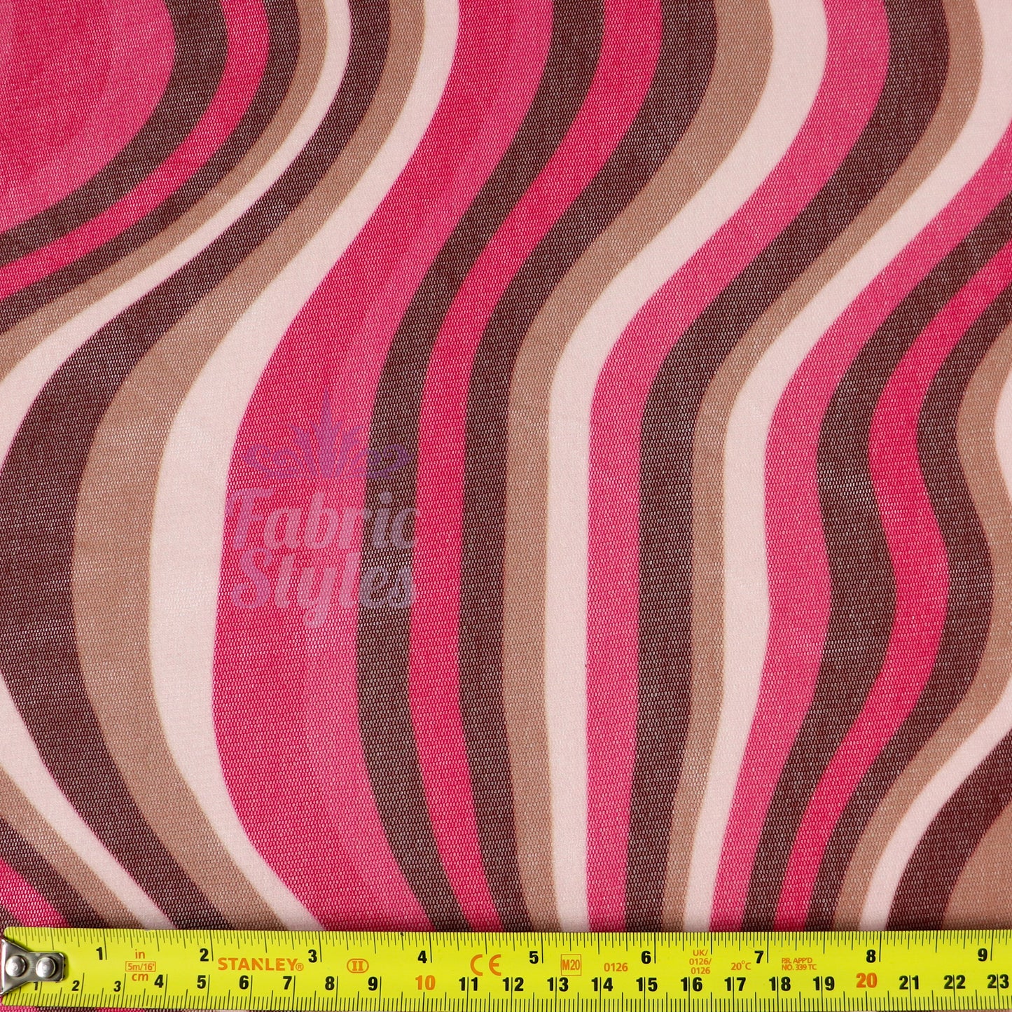 Pink Brown Swirl Power Mesh Fabric