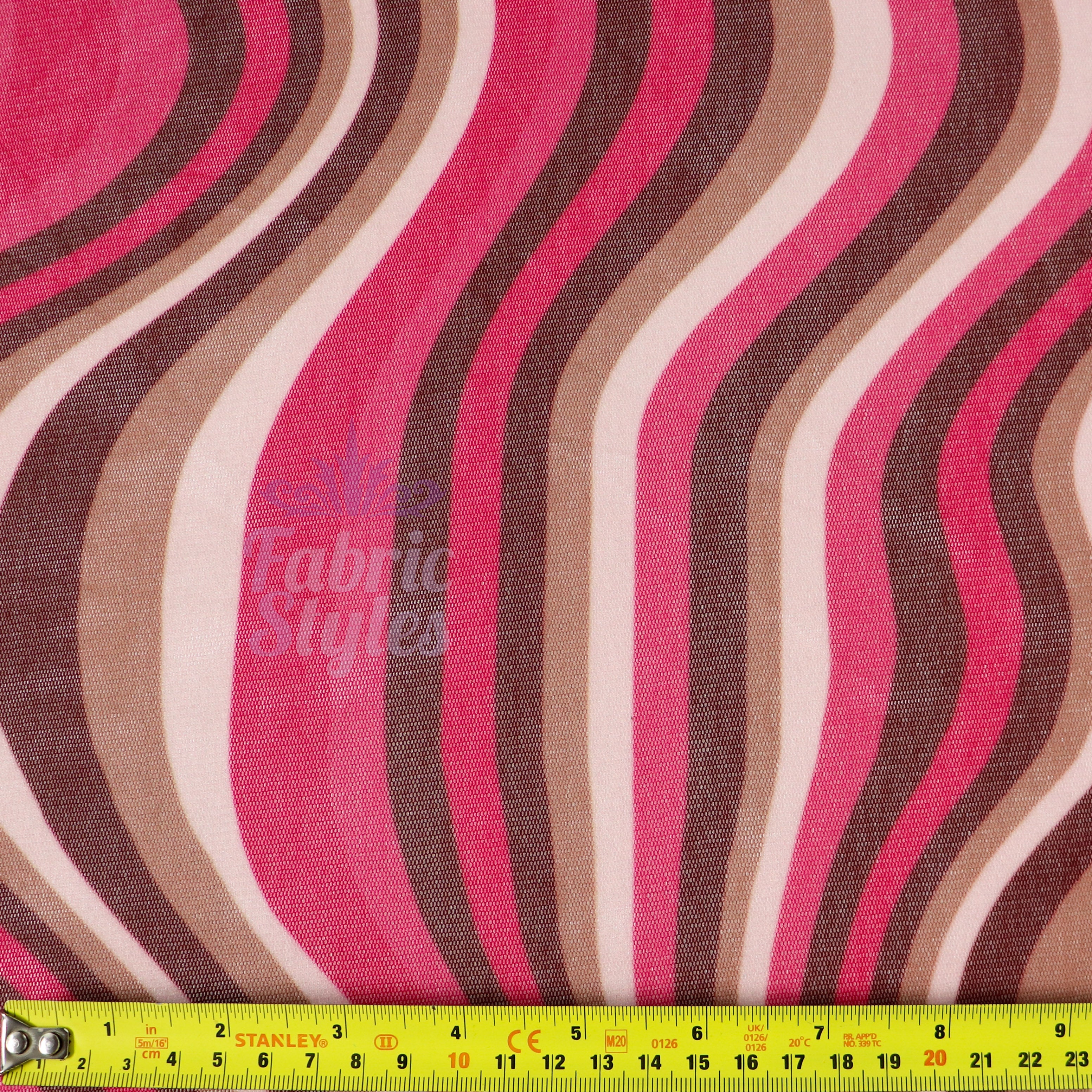 Pink Brown Swirl Power Mesh Fabric