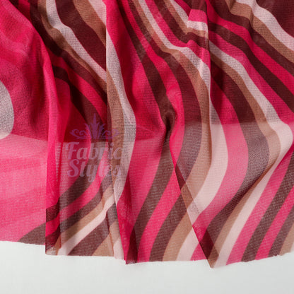 Pink Brown Swirl Power Mesh Fabric