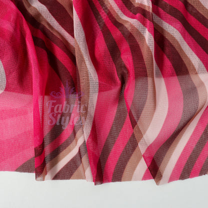 Pink Brown Swirl Power Mesh Fabric