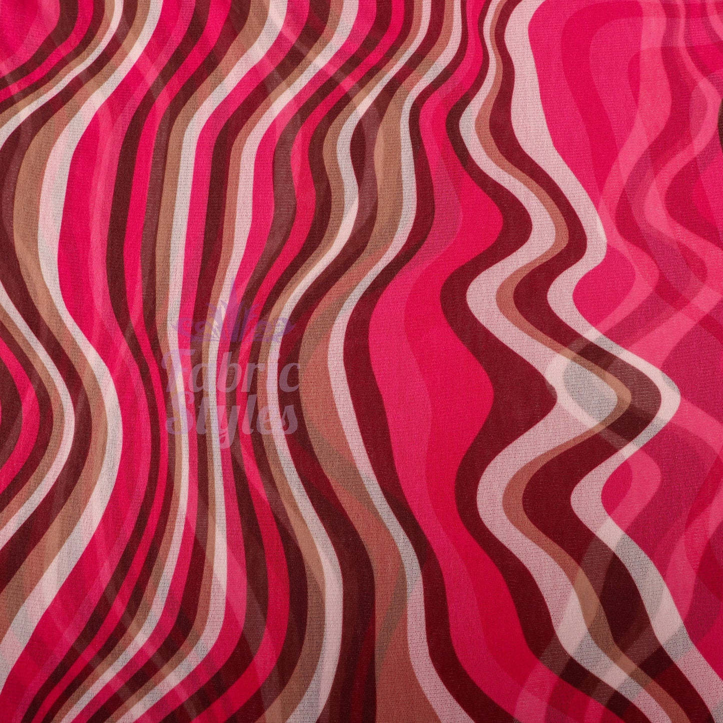Pink Brown Swirl Power Mesh Fabric