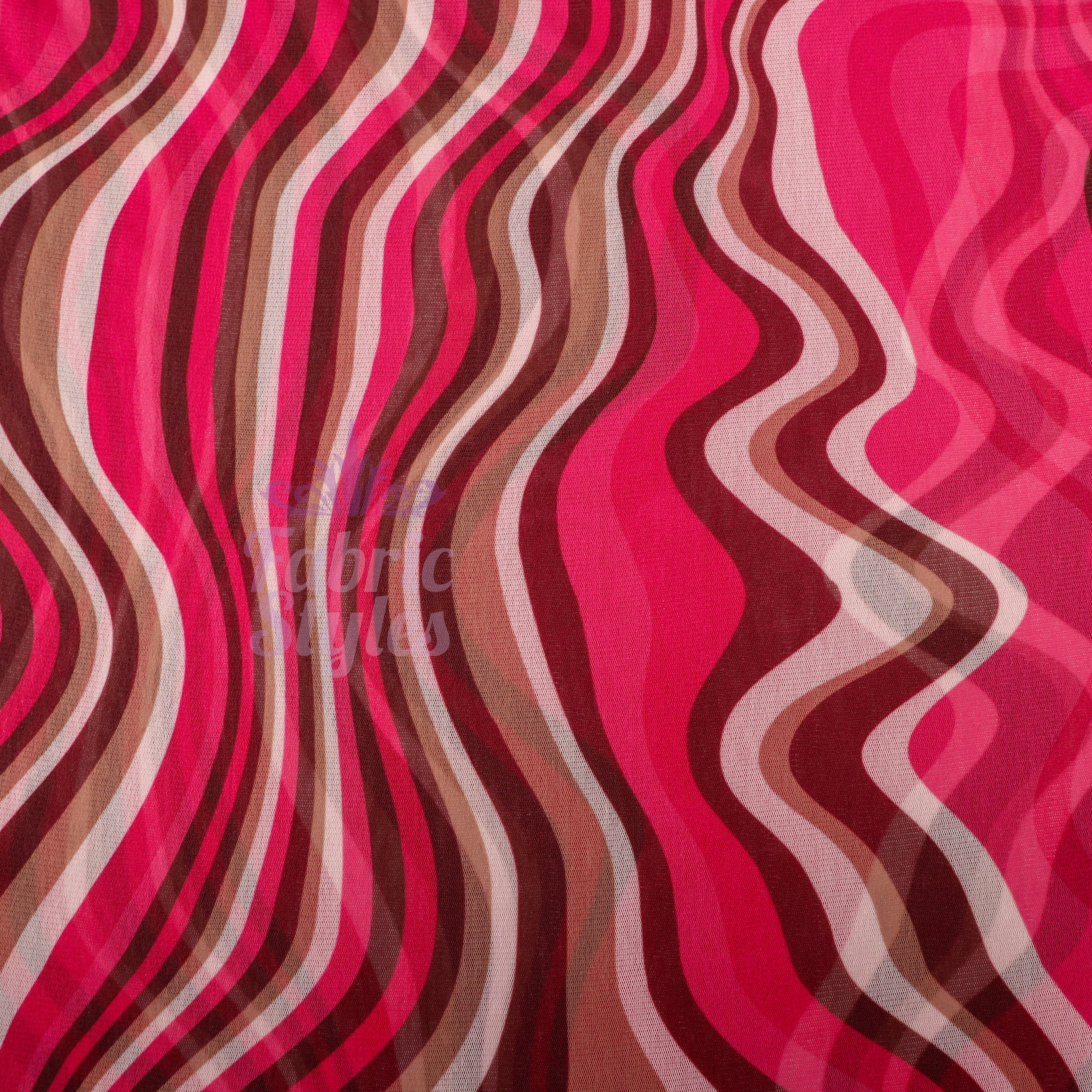 Pink Brown Swirl Power Mesh Fabric