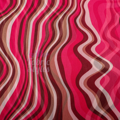 Pink Brown Swirl Power Mesh Fabric