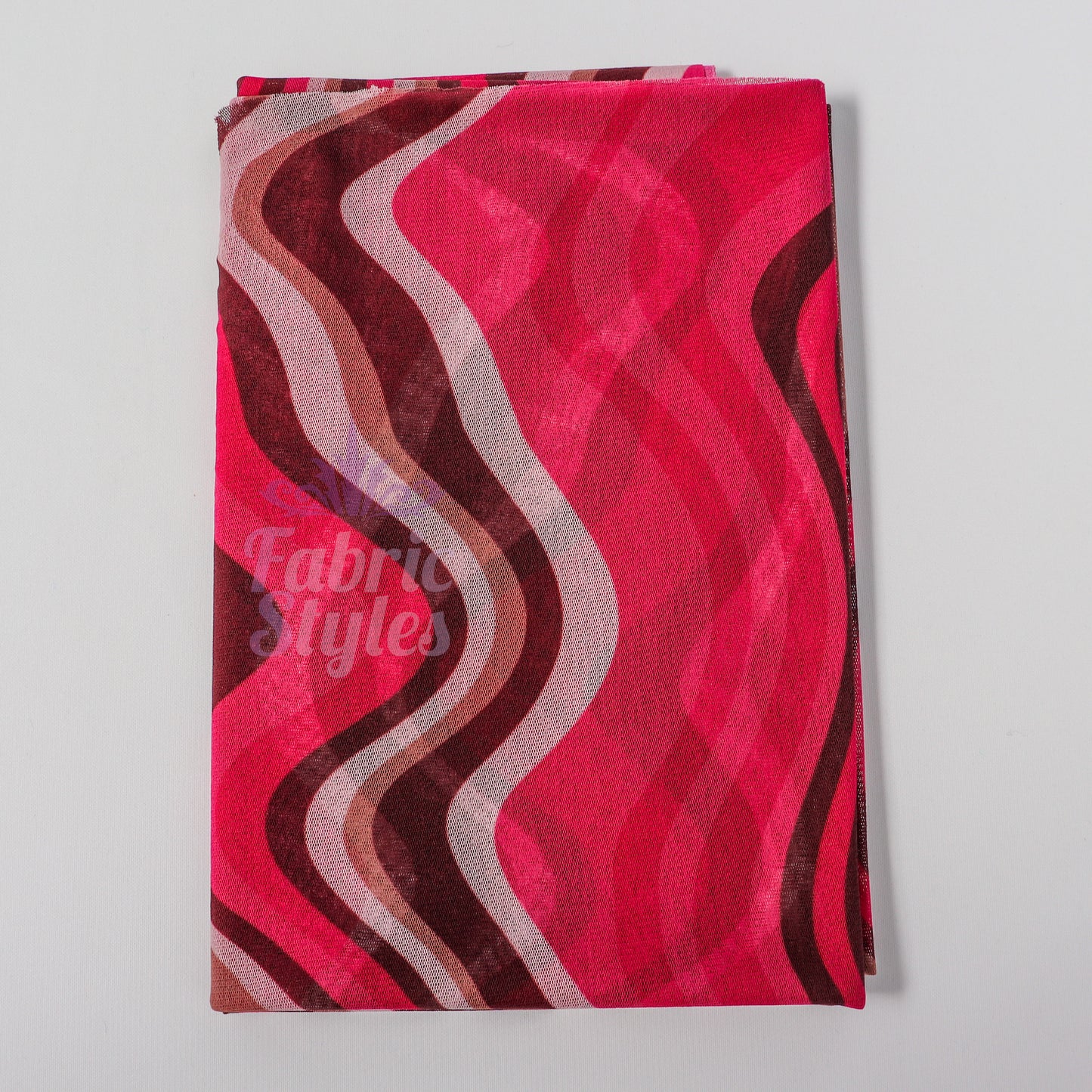 Pink Brown Swirl Power Mesh Fabric