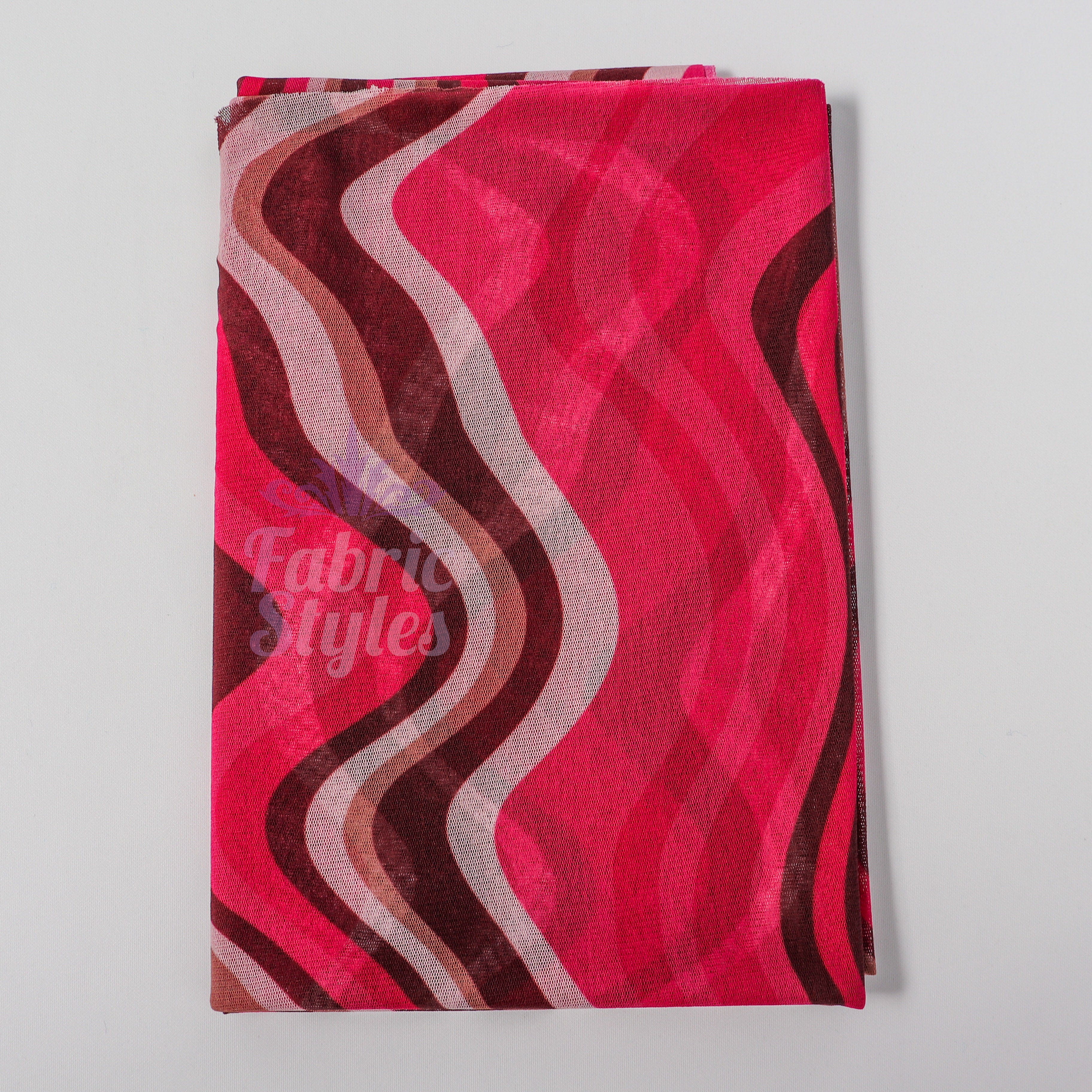 Pink Brown Swirl Power Mesh Fabric