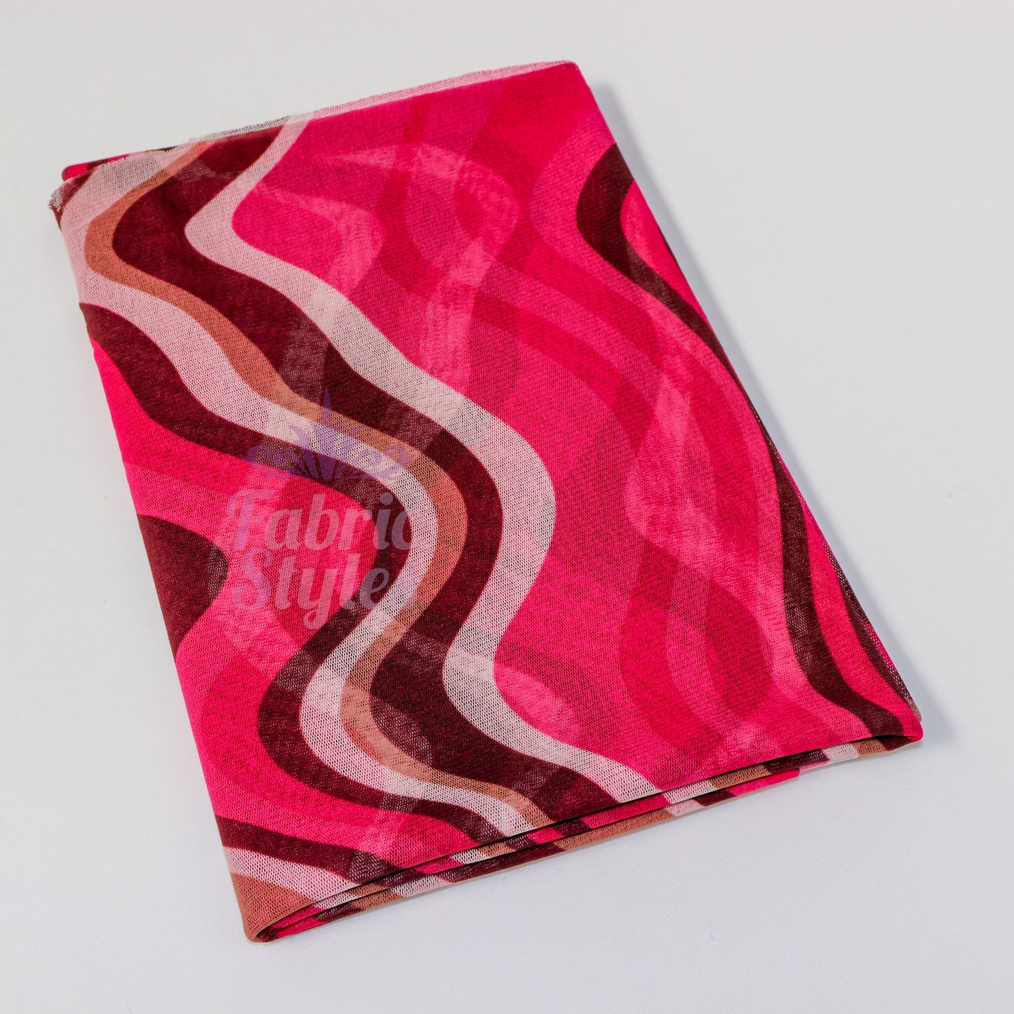 Pink Brown Swirl Power Mesh Fabric