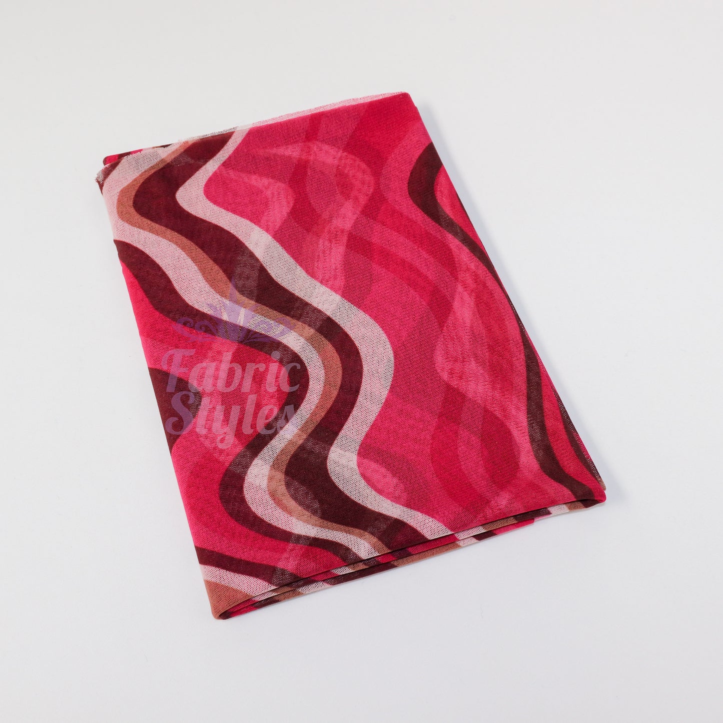 Pink Brown Swirl Power Mesh Fabric