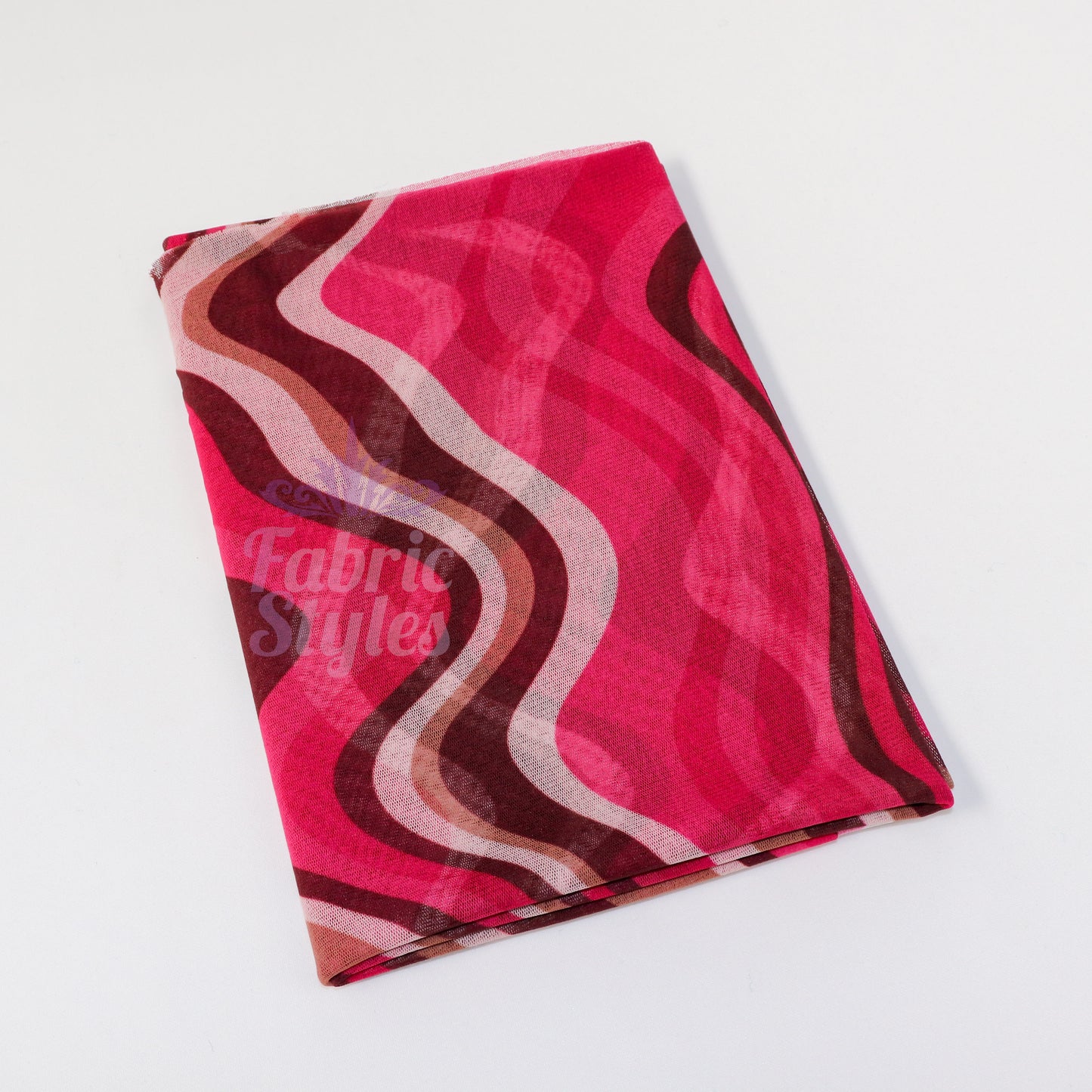Pink Brown Swirl Power Mesh Fabric