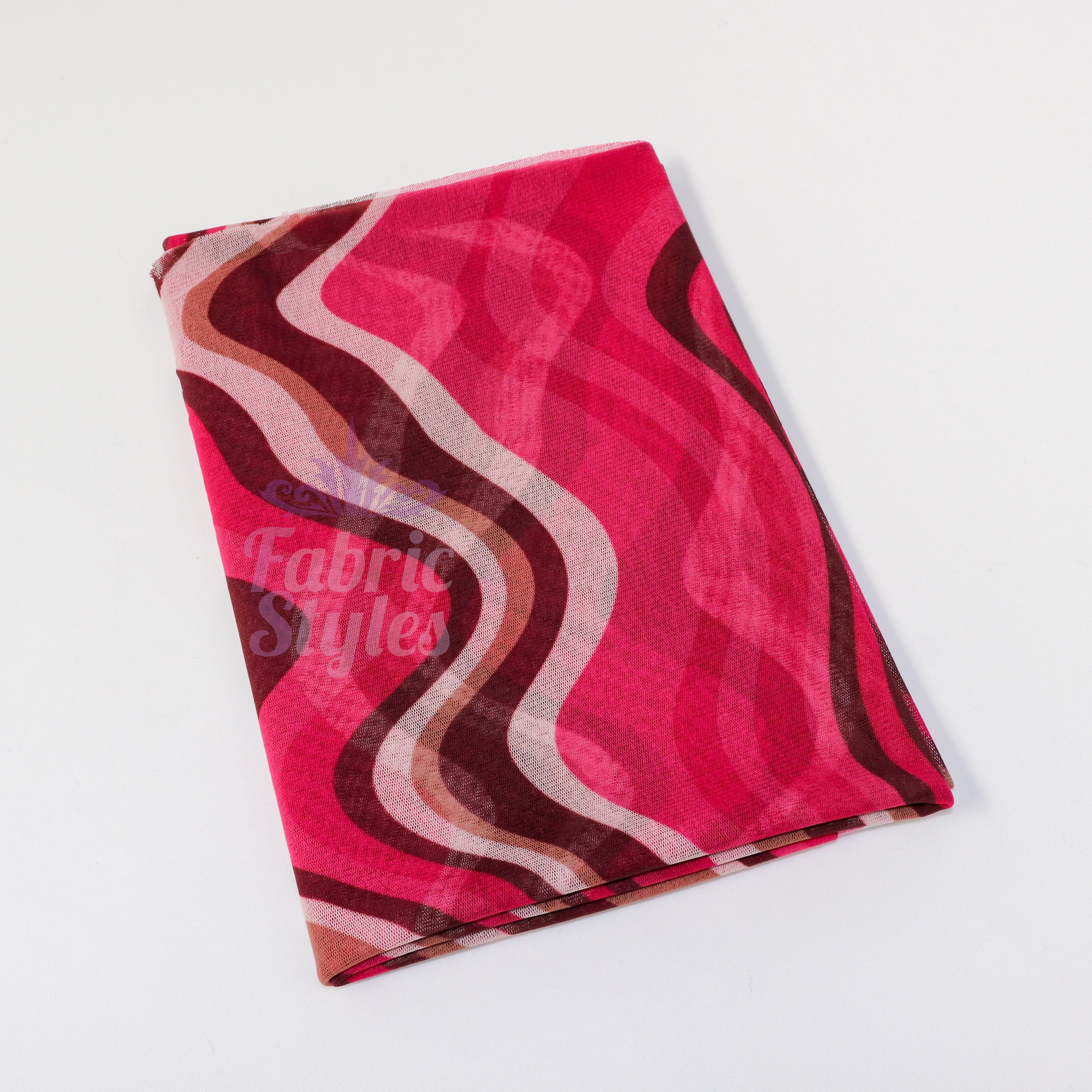 Pink Brown Swirl Power Mesh Fabric