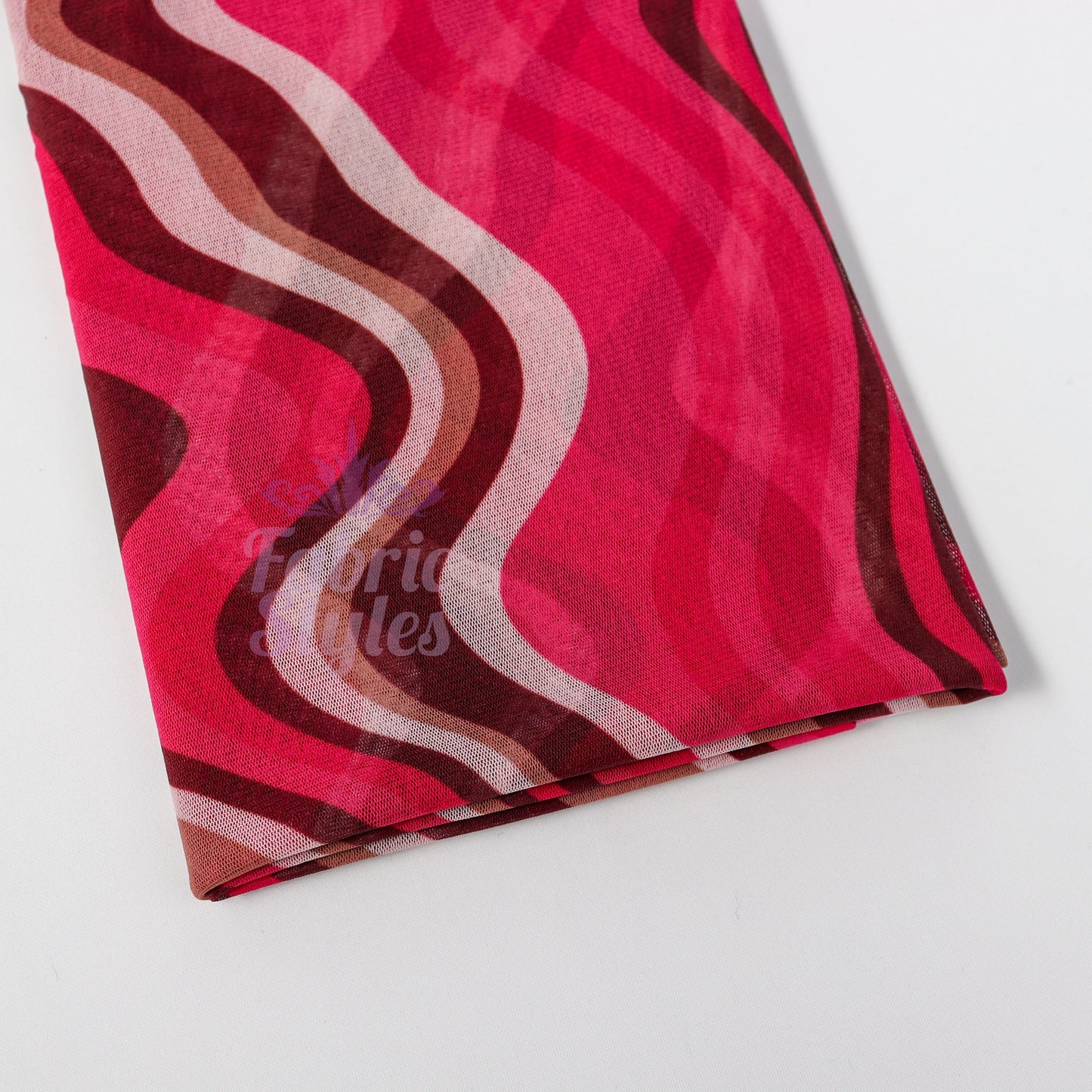 Pink Brown Swirl Power Mesh Fabric