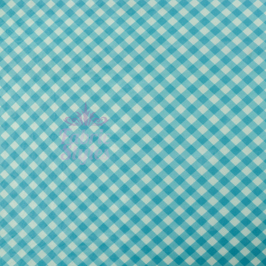 Blue Gingham Power Mesh Fabric