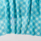 Blue Gingham Power Mesh Fabric