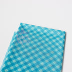 Blue Gingham Power Mesh Fabric