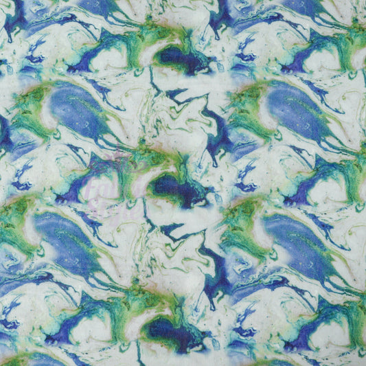 Blue Green Tie Dye Power Mesh Fabric