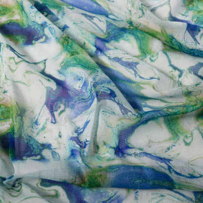 Blue Green Tie Dye Power Mesh Fabric