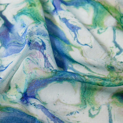 Blue Green Tie Dye Power Mesh Fabric