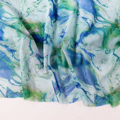 Blue Green Tie Dye Power Mesh Fabric