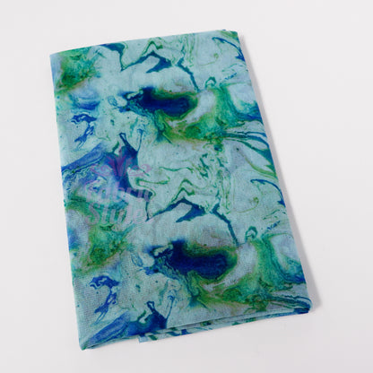 Blue Green Tie Dye Power Mesh Fabric
