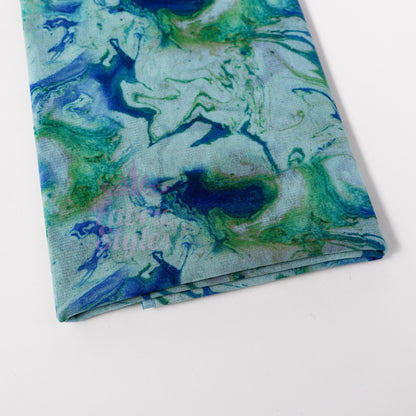 Blue Green Tie Dye Power Mesh Fabric