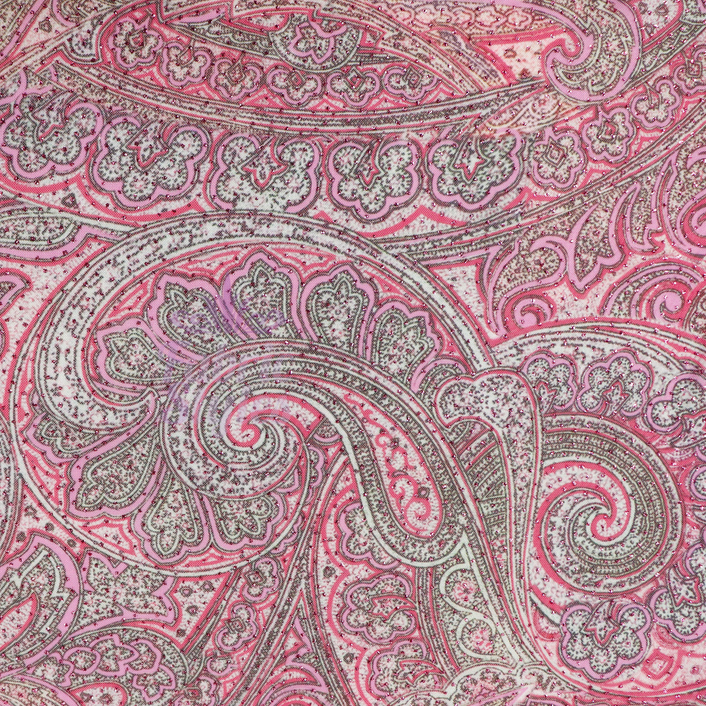 Red Glitter Paisley Power Mesh Fabric