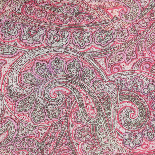 Red Glitter Paisley Power Mesh Fabric