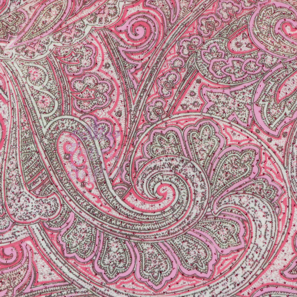 Red Glitter Paisley Power Mesh Fabric