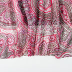 Red Glitter Paisley Power Mesh Fabric