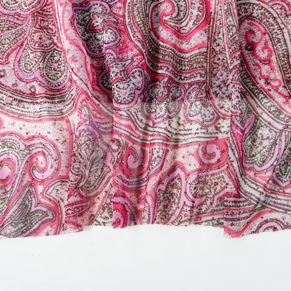 Red Glitter Paisley Power Mesh Fabric