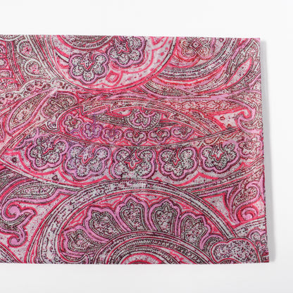 Red Glitter Paisley Power Mesh Fabric