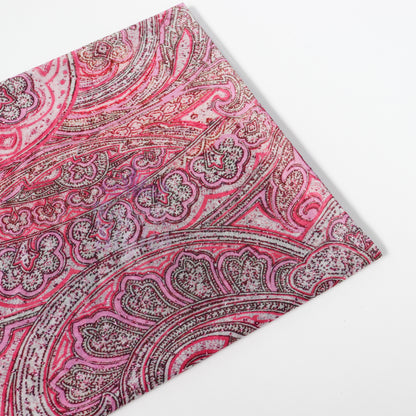 Red Glitter Paisley Power Mesh Fabric