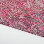 Red Glitter Paisley Power Mesh Fabric